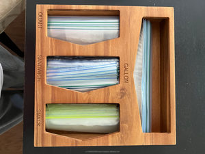 12" Ziplock <b>Bag</b> Organizer Acacia Wood Ziplock <b>Bag</b> Dispenser Organizer for Kitchen Drawer Food Storage <b>Bag</b> <b>Holder</b> for Cabinet - Product Image 5
