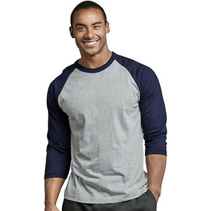 Camiseta de béisbol de manga 3/4 Unisex de alta calidad con logotipo personalizado 100% algodón transpirable Running Quarter Raglan Sleeve camiseta para adultos - Product Image 1