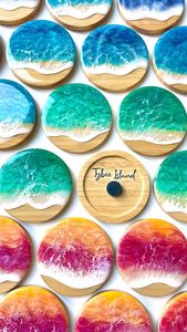 Posavasos de madera de nogal de resina inteligente para decoración del hogar posavasos de madera de resina epoxi posavasos de lujo personalizados para bebidas - Product Image 6