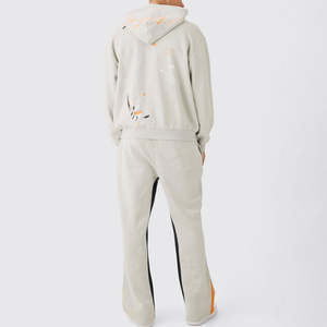 Conjunto de sudadera con capucha y forro polar de algodón para hombre, chándal transpirable con serigrafía de logotipo personalizado a prueba de viento para ropa de invierno informal - Product Image 2