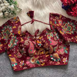 Vêtements de mariage exclusifs Chinon lourd avec le fabricant de chemisiers imprimés de position de Surat au taux le plus bas - Product Image 6