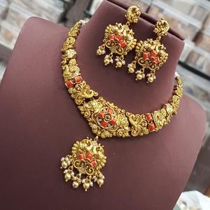 Premium Polish Premium Quality Exclusive Unique Design <b>Gold</b> Plated Necklace <b>Set</b> With <b>Earrings</b> For Wedding Collection For Women - Product Image 1