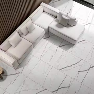 Carrelage de sol en céramique poli noir aspect marbre blanc marin 60x120 cm Carreaux émaillés en porcelaine Résistant à l'humidité brillant - Product Image 1