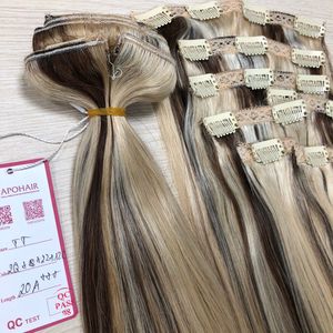Venta al por mayor APOHAIR Virgin Remy Extensiones de cabello vietnamita Piano Color Straight Clip-In Hair Double Drawn A ++ 8 "-30" 2Q + 18 + 22 + 12C - Product Image 3