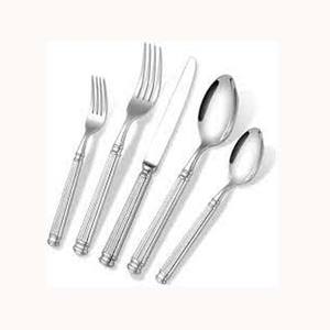 Cuchara pulida plateada de acero inoxidable moderna, tenedor, cuchillo, cubiertos para restaurantes, cubiertos con diseño de forro, mango redondeado - Product Image 1