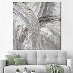 Impression sur toile abstraite moderne en marbre argenté - Décoration murale tendance, encadrée - Product Image 1