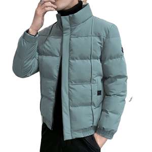 Nonwoven Men's Casual Stand Collar Hooded <b>Jacket</b> Autumn Winter Zipper Closure <b>Quilted</b> Puffer Coat Solid <b>Pattern</b> Front Logo - Product Image 4