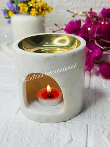 เตาน้ำมันหอมระเหยทองเหลืองหินอ่อนสีขาวตกแต่งบ้านที่สวยงามผู้ถือธูปหอมหอมที่น่าสนใจสำหรับศาสนา - Product Image 4