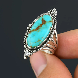 Anillo de Turquesa Natural de Arizona, Plata de Ley 925, Hecho a Mano, Estilo Bohemio, Joyería Navajo, Compromiso, Boda - Product Image 3