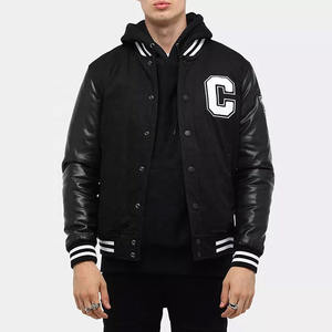 Veste universitaire en cuir imperméable pour homme pas chère avec logo sur le devant - Veste de style lettreman tendance pour les marques de mode et le port quotidien - Product Image 2