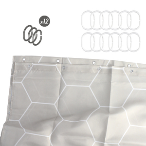 Tenda da doccia beige con forme geometriche 180x200 cm. Impermeabile - Product Image 6