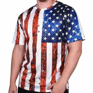 Camiseta de Hip Hop de manga corta para hombre de algodón 100% de alta calidad al por mayor para sublimación camisetas de bandera americana - Product Image 1