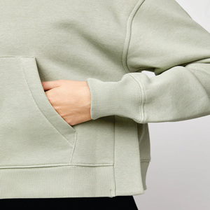 Sudadera con Capucha y Cordón Ajustable para Mujer, 65% Algodón, 35% Poliéster, Estilo Crop, Color Ladrillo - Product Image 5