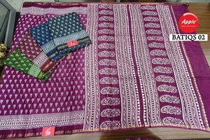 ส่าหรีผ้าฝ้ายบาติกของผู้หญิงผ้าฝ้ายผ้าบาติกทำด้วยมือจากผ้าฝ้ายพรีเมียม - Product Image 3