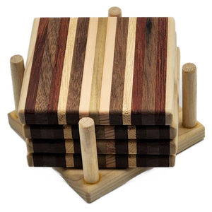 Sous-verres en bois naturel faits à la main Design hexagonal classique exclusif napperons modernes pour bureau à domicile fournissant Style confort - Product Image 5