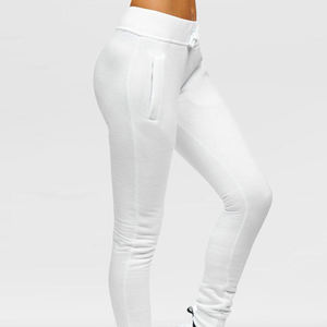 Pantalones de chándal de pierna recta de algodón con logotipo personalizado, pantalones Cargo de estilo a rayas de pierna ancha en blanco suelto para mujer - Product Image 3