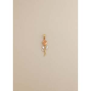 Vintage 14k <b>Solid</b> <b>Gold</b> Mixed Metal Rose Fine <b>Pendant</b> & Charm 40mm Length 2.0g Weight Unisex - Product Image 1
