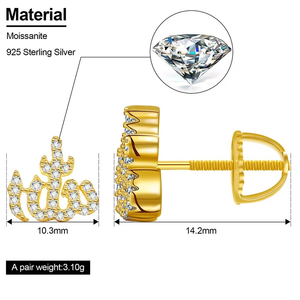 ต่างหูเพชรโมอิสสำหรับผู้หญิงทำจากเงินสเตอร์ลิงประดับ925สำหรับมุสลิมอิสลามอัลเลาะห์ - Product Image 6
