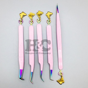Pince à épiler de qualité supérieure, modèle papillon cœur, pour extensions de cils, en acier inoxydable, durable, style vison papillon - Product Image 2