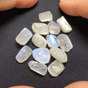 Pierre de lune naturelle de Birmanie, pierre précieuse en vrac, formes carrées, ovales, coussin, poire, fantaisie, cristal minéral bleu et blanc - Product Image 2