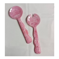 Juego de Servidores de Ensalada de Resina Ecológica Hechos a Mano de Primera Calidad, con Logotipo Personalizado, Textura de Mármol, Estilo Americano, Cuchara para Ensalada