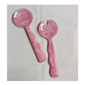 Premium Quality Handmade Eco-Friendly Resin <b>Salad</b> Server Set Customized Logo Marble Texture American Style <b>Salad</b> <b>Tools</b> Spoon - Product Image 1