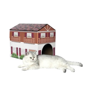 Villa en carton pour chat, planche à gratter d'intérieur moderne, durable, adaptée aux animaux domestiques et parfaite pour les chats qui aiment gratter - Product Image 3