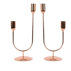 เชิงเทียนโลหะสีโรสโกลด์ทันสมัย ดีไซน์โค้งรูปตัว S ที่เป็นเอกลักษณ์ สำหรับตกแต่งบ้านและใช้บนโต๊ะงานแต่งงาน - Product Image 3