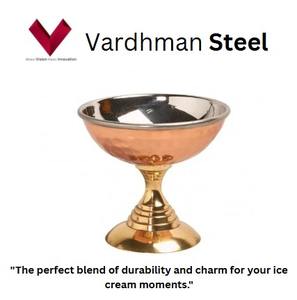 Gobelet à glace en acier et cuivre, servez la douceur avec une touche d'élégance intemporelle, bol à glace métallique - Product Image 2