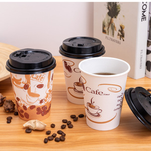 Vaso de Papel Desechable Reciclable con Logotipo Personalizado, Estampado en Dorado, 12 oz, Totalmente Negro, para Café Caliente, Doble Pared, con Tapa de PS para Uso Alimentario - Product Image 2