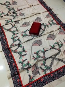 Saree en soie modale lourde pour adultes - Product Image 5