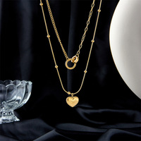 Collier tendance en acier inoxydable plaqué or 18 carats avec pendentif cœur, idéal pour femme, cadeau de fête, prêt à l'emploi, vente en gros