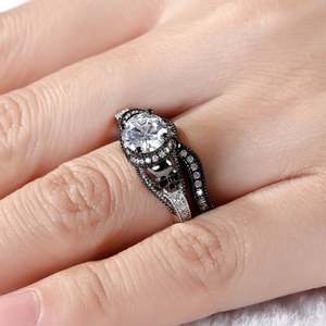 Jeulia Twist Two Tone Sterling Silver <b>Skull</b> <b>Ring</b> - Product Image 6