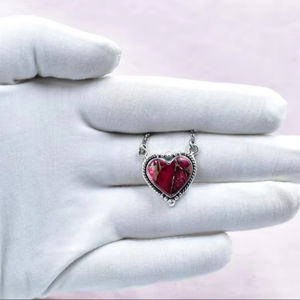 Fait à la main Rose Dahlia Turquoise Collier en argent Sterling 18 pouces chaîne réglable Boho déclaration bijoux - Product Image 1