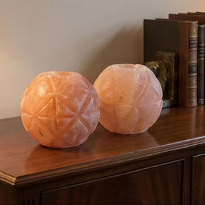 Paire de sphères sculptées en sel de l'Himalaya pakistanais, cristaux de sel rose naturel, boules de guérison, artisanat, décoration bien-être - Product Image 6