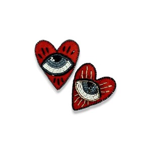 Broches de diamantes de imitación bordados a mano con corazón azul con ojo, Broches hechos a mano con cuentas de alambre de lingotes, PIN de moda - Product Image 6