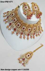 <b>INDIAN</b> TRADITIONAL and FASHIONABLE COPPER JEWELLERY BRIDAL WEDDING JEWELLERY <b>SET</b> for WOMEN EARRINGS and NECKLACE <b>SET</b> - Product Image 4