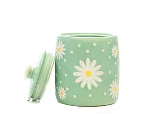 Pot de rangement en céramique à motif floral avec couvercle, récipient hermétique pour aliments, organisateur de cuisine durable, rangement élégant pour comptoir - Product Image 2