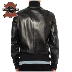 แจ็กเก็ตหนังแฟชั่นผู้ชายสำหรับสหรัฐอเมริกาแจ็กเก็ตหนังแท้สำหรับฤดูหนาวสำหรับผู้ชาย100% หนังแท้โพลีเอสเตอร์ - Product Image 5