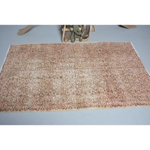 Alfombra turca vintage de área grande, lana marrón hecha a mano de 4,1x6,5 pies con respaldo de látex, diseño de retazos para decoración de pasillo o habitación - Product Image 3