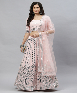 ชุดเจ้าสาวผ้า Taffeta choli lehenga choli กับ dupatta อินเดียผู้หญิงสวมกึ่งเย็บขายส่ง sur lehenga choli - Product Image 3