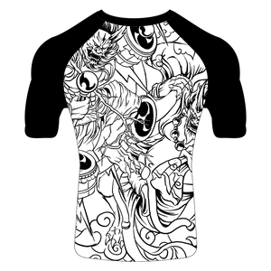 OEM Custom Compression MMA Rashguard Short Sleeve Sublimated Printed Surf <b>Swimsuit</b> Fabric Material - Product Image 2