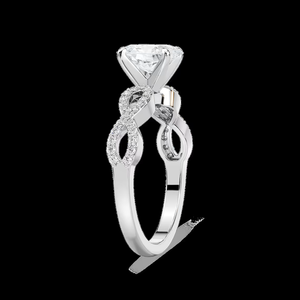 Anillo de Compromiso con Diamante Cultivado en Laboratorio de Corte Ovalado de 1.30 CTW, Diseño de Espiga Trenzada, Oro Sólido de 14K - Product Image 3