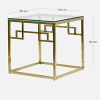 Table basse/appoint moderne Anderson avec structure en fer doré, plateau en verre, hauteur réglable, couleur personnalisable pour salon, intérieur/extérieur