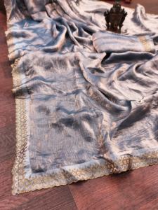 Chifón Fendy de uso ocasional con Sari de diamante para mujer, fabricante y proveedor de moda de la India al precio más bajo - Product Image 6