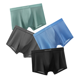 Boxer da Uomo XXL in Seta Ghiaccio a Vita Media, Traspiranti, in Tessuto Lavorato a Maglia con Spandex, Logo Ricamato, Confezionati Singolarmente in Sacchetto - Product Image 1