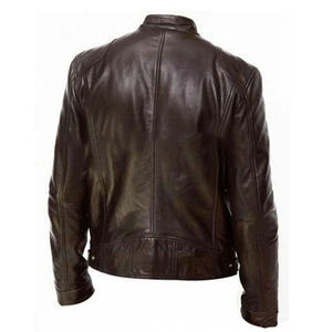 Intemporel tous les jours classique en cuir noir toile veste col montant fermeture à glissière brodé lettre motif imperméable hiver - Product Image 4