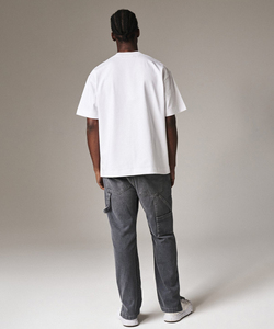 T-shirt Streetwear 100% Coton Coupe Oversize Col Rond Manches Courtes Couleur Unie Décontracté Épaules Tombantes en Maille Jersey - Product Image 3