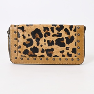 Custom Handmade White Hair-On Cowhide Beaded Clutch <b>Wallet</b> with Rhinestone Detail & Passport <b>Holder</b> - Product Image 4
