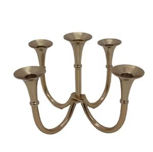 เชิงเทียนตกแต่งบ้านทำจากอลูมิเนียมพร้อมเทียนห้าอันสีทองดีไซน์ทันสมัยเชิงเทียนสำหรับงานแต่งงาน - Product Image 5